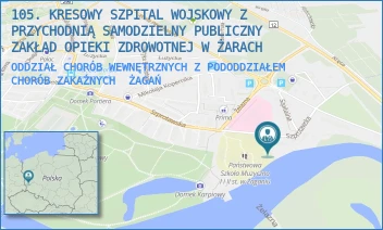 ODDZIAŁ CHORÓB WEWNĘTRZNYCH Z PODODDZIAŁEM CHORÓB ZAKAŹNYCH - 105. KRESOWY SZPITAL WOJSKOWY Z PRZYCHODNIĄ SAMODZIELNY PUBLICZNY ZAKŁAD OPIEKI ZDROWOTNEJ W ŻARACH - UL. ŻELAZNA 1A, ŻAGAŃ