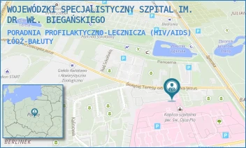PORADNIA PROFILAKTYCZNO-LECZNICZA (HIV/AIDS) - WOJEWÓDZKI SPECJALISTYCZNY SZPITAL IM. DR  WŁ. BIEGAŃSKIEGO - UL. GEN. KAROLA KNIAZIEWICZA 1/5,  ŁÓDŹ-BAŁUTY