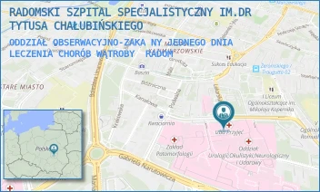 ODDZIAŁ OBSERWACYJNO-ZAKANY JEDNEGO DNIA LECZENIA CHORÓB WĄTROBY - RADOMSKI SZPITAL SPECJALISTYCZNY IM. DR TYTUSA CHAŁUBIŃSKIEGO - TOCHTERMANA 1,  RADOM