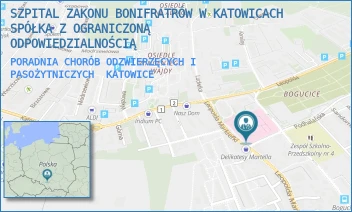 PORADNIA CHORÓB ODZWIERZĘCYCH I PASOŻYTNICZYCH - SZPITAL ZAKONU BONIFRATRÓW W KATOWICACH SPÓŁKA Z OGRANICZONĄ ODPOWIEDZIALNOŚCIĄ - L.MARKIEFKI  87,  KATOWICE