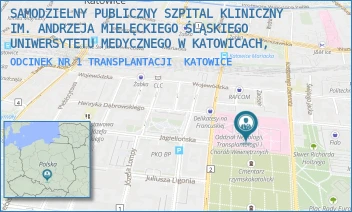 ODCINEK NR 1 TRANSPLANTACJI - SAMODZIELNY PUBLICZNY SZPITAL KLINICZNY IM. ANDRZEJA MIELĘCKIEGO ŚLĄSKIEGO UNIWERSYTETU MEDYCZNEGO W KATOWICACH, - UL. FRANCUSKA 20-24,  KATOWICE