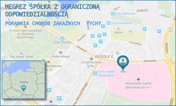 PORADNIA CHORÓB ZAKAŹNYCH - MEGREZ SPÓŁKA Z OGRANICZONĄ ODPOWIEDZIALNOŚCIĄ - UL. EDUKACJI 102,  TYCHY