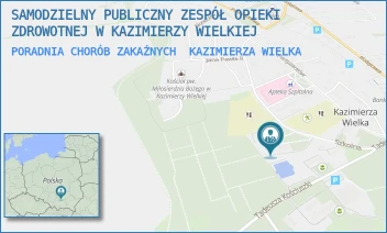PORADNIA CHORÓB ZAKAŹNYCH - SAMODZIELNY PUBLICZNY ZESPÓŁ OPIEKI ZDROWOTNEJ W KAZIMIERZY WIELKIEJ - SZKOLNA 22A,  KAZIMIERZA WIELKA