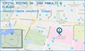 PORADNIA CHORÓB ZAKAŹNYCH - SZPITAL MIEJSKI ŚW. JANA PAWŁA II W ELBLĄGU - ŻEROMSKIEGO 22,  ELBLĄG