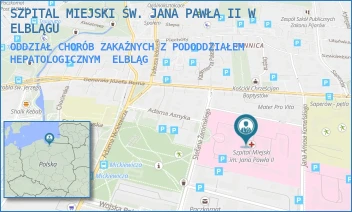 ODDZIAŁ CHORÓB ZAKAŹNYCH Z PODODDZIAŁEM HEPATOLOGICZNYM - SZPITAL MIEJSKI ŚW. JANA PAWŁA II W ELBLĄGU - ŻEROMSKIEGO 22,  ELBLĄG